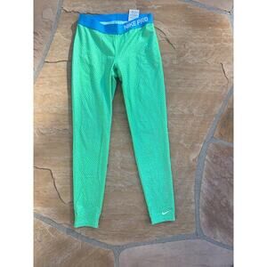 Nike Pro Girls Leggings L Compression Running Dri-Fit Turquoise & Green 679445